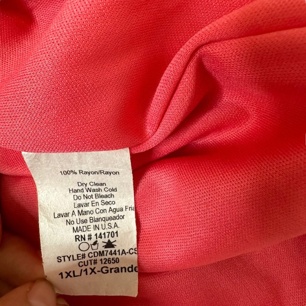 143 Story|Halter Long Dress|Plus 1XL|Coral|Ruffled|Pleated|Lined|Sleeveless - Picture 15 of 16